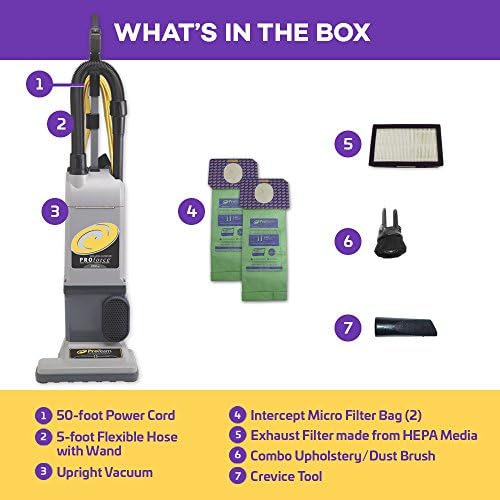 ProForce 1200XP Commercial Vacuum Cleaner Heavy Duty 12 Inch Dual Motor Bagged ProLevel Filtration & HEPA Media - For Industrial Hospitality Residences Hotels Office Buildings Retail Spaces CRI Silver - Image 2