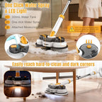Cordless Electric Mop for Dewalt 20V Battery (NO Battery), 2 in 1 Electric Spin Mop & Electric Floor Scrubber Machine with LED Light & Water Spray,800 RPM Electric Mops for Floor - Image 4