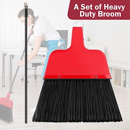 8 Pcs Outdoor Broom for Floor Cleaning 54 Inch Commercial Heavy Duty Broom Long Handle Kitchen Household Angle Brooms for Sweeper Sweeping Indoor Dust Hair Cleaner Corn Shop(Red) - Image 4