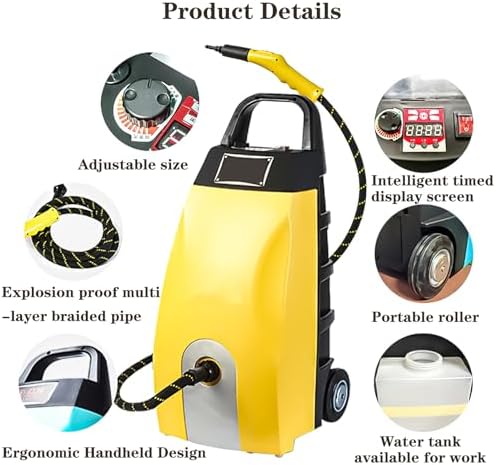 Commercial Steam Cleaner 3000W Heavy Duty - 3.5L Tank, 230°F High Temp Steam for Restaurant Kitchen, Lightweight Steamer with Safety Lock, Used for car & kitchen cleaning (Yellow Machine + Mop) - Image 4