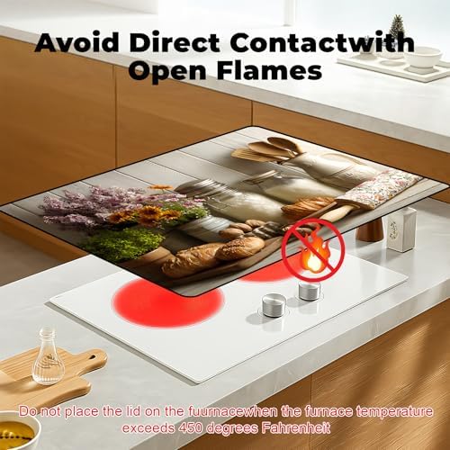 Heat-resistant Stove Top Cover - 28.5" X 20.5" Cooktop Protector Covers, Scratch-resistant Washable Pad Kitchen Countertop Mat (Vase, 28.5" x 20.5") - Image 3
