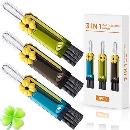 3 in 1 Cup Lid Gap Cleaning Brush Set, 3Pcs Multifunctional Bottle Cleaning Brush,Cup Lid Gap Cleaner, Home Kitchen Crevice Brush Tools by Unknown