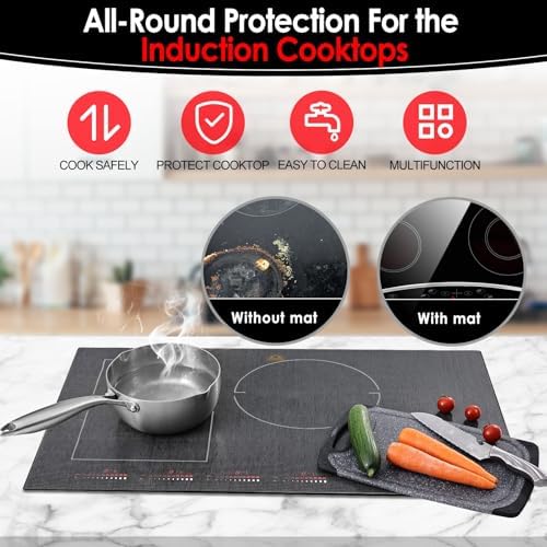 Cook's Aid Large Induction Cooktop Protector Mat 21.2x35.4 Inch,Translucent (Magnetic) Stove Top Cover for Electric Stove, Silicone Stove Mat for Glass Top Stove,Glass Top Stove Cover (LTSICT10) - Image 3