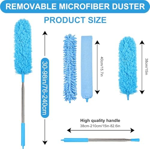 4PCS Microfiber Duster Kit, 3 in 1 Microfiber Dusters Retractable Gap Dust Cleaner and Chenille Duster with 83 inches Extra Long Extension Pole for Cleaning Ceiling Fan, High Ceiling - Image 2