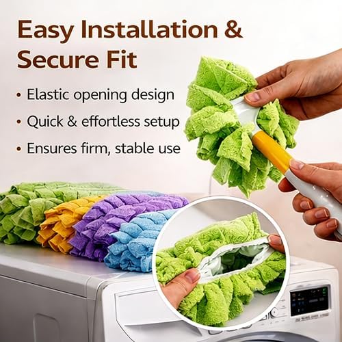 360° Electrostatic Reusable Duster Refills - Washable, Reusable Duster Pads for Cleaning, High-Density Microfiber, Fits Most Standard Duster Handles, for Home Office Car High Adsorption Duster (10pc) - Image 7