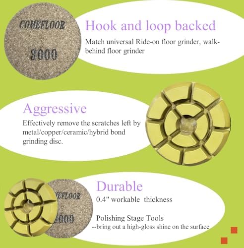 Diamond Floor Polishing Pads, 3 Inch Resin Bond Hook and Loop Polishing Pucks for Concrete, Terrazzo, Marble, Granite, Grit 3000, 9PCS - Image 2