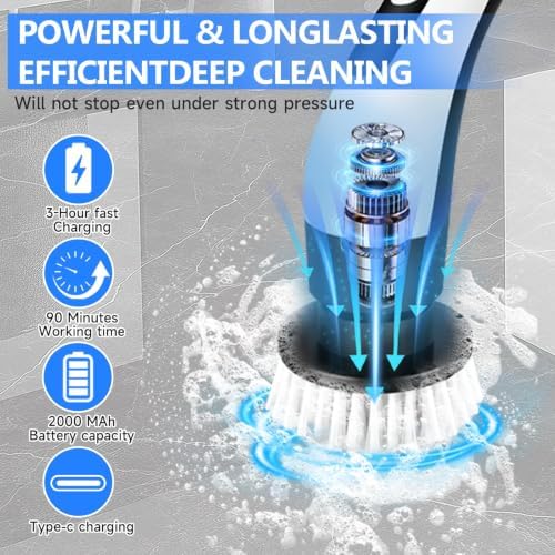 PUNOMO Electric Spin Scrubber for Bathroom & Shower, Power Cleaning Brush - Image 7