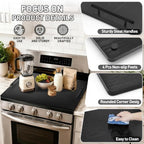 Noodle Board Stove Cover with Handles, Stove Top Covers for Gas Burners and Electric Stove, Wood Stove Cover Board Decorative Serving Tray Kitchen Sink Cover (Black) - Image 3