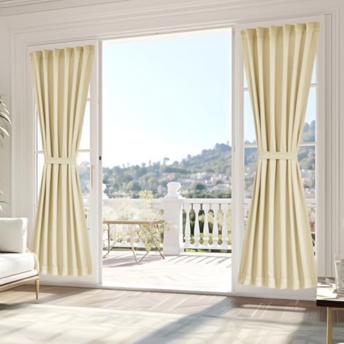 Vatge Sidelight Curtains for Front Door Privacy, 80 inch Long Sidelight Window Treatments for Glass Door, 1 Panel, W25 x L80, Light Beige by Vatge