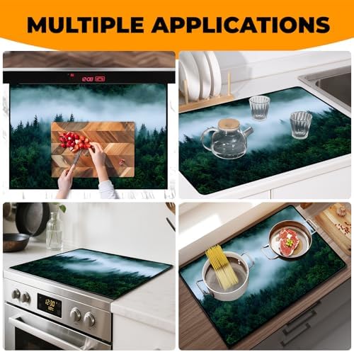 Heat-resistant Stove Top Cover - 28.5" X 20.5" Cooktop Protector Covers, Scratch-resistant Washable Pad Kitchen Countertop Mat (Woods, 28.5" x 20.5") - Image 7