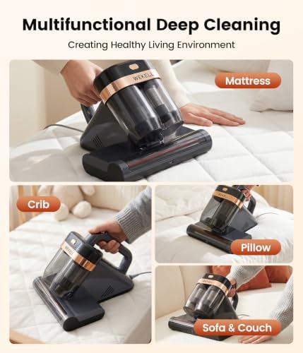 Mattress Vacuum Cleaner, 15Kpa Bed Vacuum Cleaner with UV-C Light Technology & Thermal Care, HEPA Filter & Ultrasonic, Versatile Handheld Vacuums Machine Deep Cleaner for Bed, Couch, Sofa, Crib - Image 6