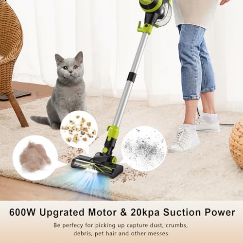 Intercleaner 23Ft Corded Vacuum Cleaner,2 Operation Mode Powerful Suction Stick,19''-30'' Adjustable Tube Handheld Vac for Hard Floors Carpets Pet Hair,Wall Mount Storage - Image 2