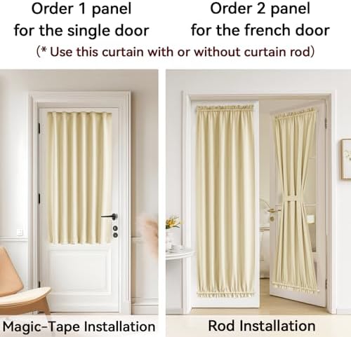 Vatge Sidelight Curtains for Front Door Privacy, 80 inch Long Sidelight Window Treatments for Glass Door, 1 Panel, W25 x L80, Light Beige - Image 4