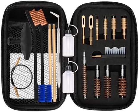 BOOSTEADY Universal Handgun Cleaning kit .22,.357,.38,9mm,.45 Caliber Pistol Cleaning Kit Bronze Bore Brush and Brass Jag Adapter by BOOSTEADY