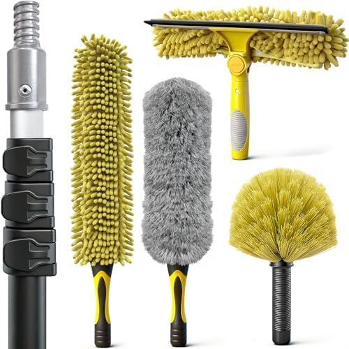 5-in-1 4-12Ft 4-Stage Telescoping Extension Pole Kit for Cleaning by ARTIPOLY