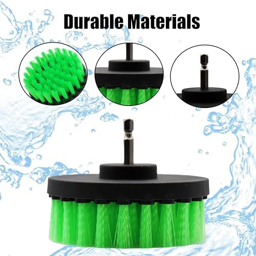 Grip 4 pc Power Drill Cleaning Brush Set - Bathroom Surfaces, Tub, Shower, Tile, Grout - Power Scrubber - Flat & Dome Brushes - Quick Change - Image 3