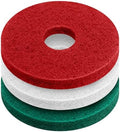 Teenyyou 3 Pcs 12" Cleaning Orbiter Pads Commercial Floor Buffer Pads Hardwood Floor Maintenance Scrubber Polisher Cleaning and Stripping for Orbiter Machine (Green,Red,White) by Teenyyou