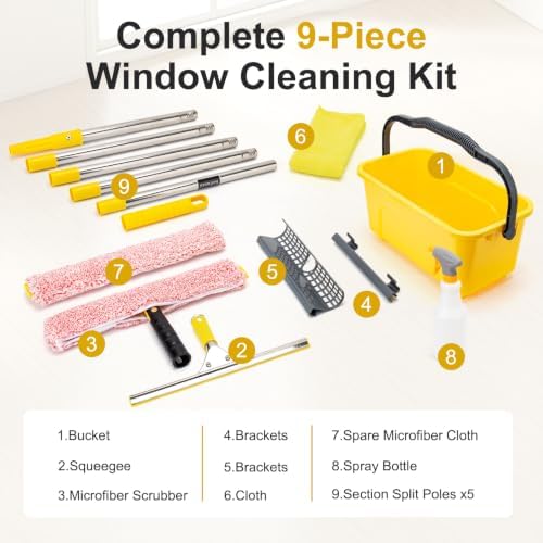 Professional Window Cleaning Kit with Bucket 3 Gallon, 6FT Extension Pole - Image 2