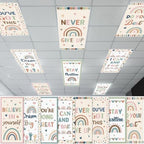 8Pcs Classroom Fluorescent Magnetic Light Covers,2x4 FT Boho Rainbow by Hallswl