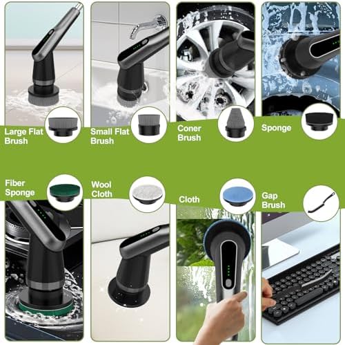 WKY-Electric Spin Scrubber - Upgraded 10-in-1 IPX7 Waterproof Shower Scrubber, Retractable Handle & 2-Speed for Toilet, Bathroom, Bathtub, Tile Floors - Image 4