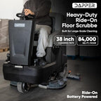 Battery Powered Ride-On Commercial Floor Scrubber Machine, 38" Brush, 48" Squeegee Width, 46 gal Solution Tank, 48 gal Recovery Tank, 5 hr Use 8 hr Charge, 180 RPM, 84,000 Sqft/H, Batteries Included - Image 2