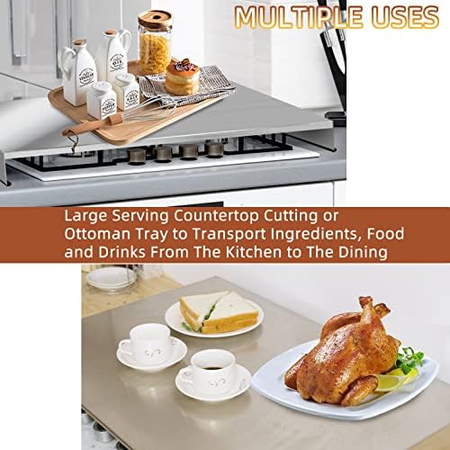 Stainless Steel Gas Stove Top Cover, Noodle Board Cooktop Cover, Kitchen Organizer for Gas and Electric Stove Range Expanding Kitchen Space, Large Size 36"x 23.6"x3", Sliver - Image 6