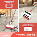 TidyBliss Baseboard Cleaner Tool with Handle, 55.9” Long Wall and Base Board Cleaning Mop, 4 Reusable Pads, 1 Stiff Bristle Scrubber Brush for Floorboard Ceiling Cabinet Window Bathroom Kitchen (Red) - Image 4