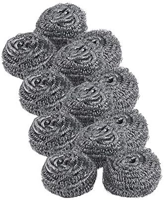 Superio Stainless Steel Scourers Steel Wool Scrubber Pad Used for Dishes, Pots, Pans, Grill, Stoves, and Ovens, Easy scouring for Tough Kitchen Cleaning (12) by Superio