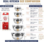 WEPSEN Mixing Bowls Set, 25PCS Khaki Mixing Bowls With Lids Set Stainless Steel Kitchen Large Nesting Metal Bowl 7QT to 1.5QT, Measuring Cups and Spoons for Prepping Cooking Serving - Image 7
