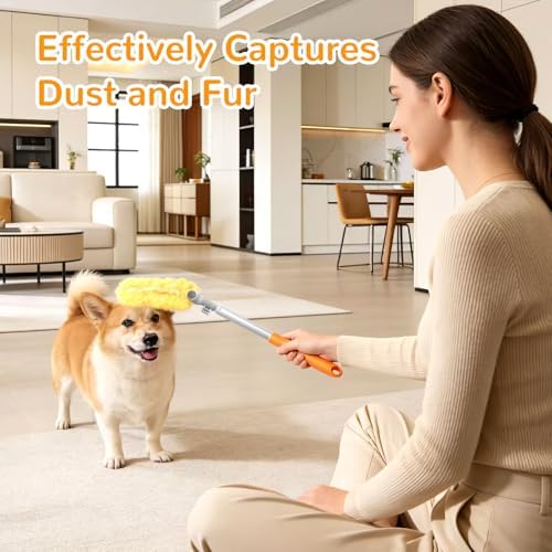 6 ft Long Handle Extendable Duster with 50 Refills for Swiffer Duster, Heavy Duty 360° Microfiber Dusting Kit for High Ceilings, Ceiling Fans, Tall Windows, and Hard-to-Reach Areas - Image 5