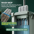 JOYMOOP Flat Mop System, Microfiber Mop and Bucket Set, Green, Commercial & Household Floor Cleaning Mop with Long Handle, Includes 3 Reusable 15" Pads - Image 2