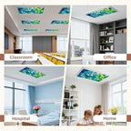 4 Pcs Fluorescent Light Covers for Ceiling Lights abstract stained glass mosaic blue green Magnetic Decorative Shade Filters 4x2 ft for Classroom Office Hospital Decor - Image 5