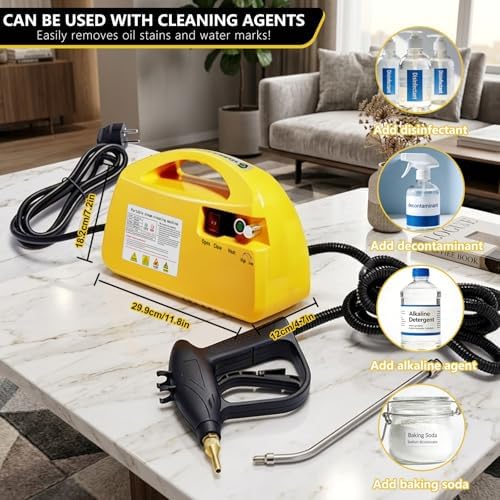 steam cleaner,Tankless Steam Cleaner for Home, Handheld Steamer for Cleaning, Car & Furniture – Portable Handheld Steamer with Instant Steam & Trigger Control (Yellow handheld) - Image 2