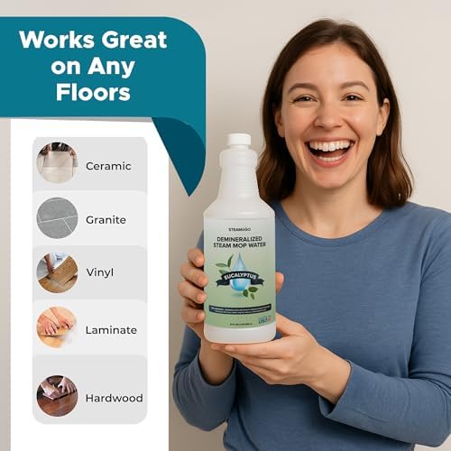 Steam & Go Demineralized Water for Steam Mop, Eucalyptus Mint, 32oz, 3 pack - Image 5