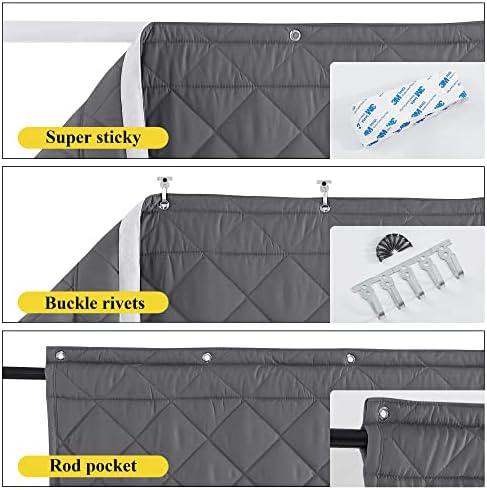 NICETOWN Thermal Insulated Door Curtain, Oxford Cloth-Thicken Polyester Fiber Fill, 34"x84" Self Sealing Screen Temporary Door Cover with 3 Hanging Ways for Doorway Old House, Grey, 1 Panel - Image 6