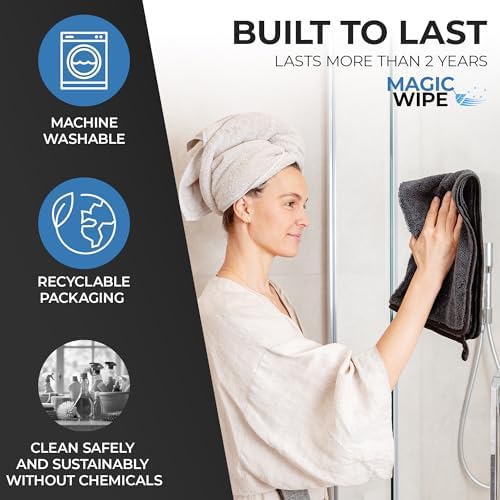 Magicwipe® Bathroom Drying Cloth XL (40×60 cm, 2 Pack) – Removes Limescale & Hard Water Stains in Seconds with Just Water – Streak-Free for Shower Glass & Tiles – Reusable Microfibre Cloth - Image 6