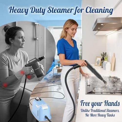 60.87oz Heavy Duty Steam Cleaner, 10s Rapid Heating Handheld Steamer for Whole Home, Car, Grout & Tile – Chemical-Free Pressurized Steam for Floors, Kitchen, Upholstery with 15 Accessories - Image 4