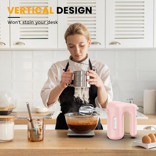 Lord Eagle 5-Speed Small Hand Mixer Electric, 300W Compact Portable, Pink - Image 5