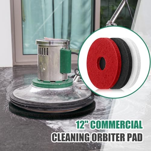 Teenyyou 3 Pcs 12" Cleaning Orbiter Pads Commercial Floor Buffer Pads Hardwood Floor Maintenance Scrubber Polisher Cleaning and Stripping for Orbiter Machine (Black,Red,White) - Image 5