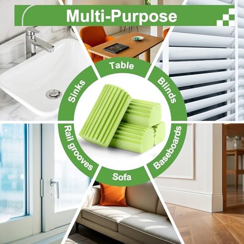 Jeymei Damp Clean Duster Sponge,4Pcs Green Dust Sponge for Cleaning - Image 5