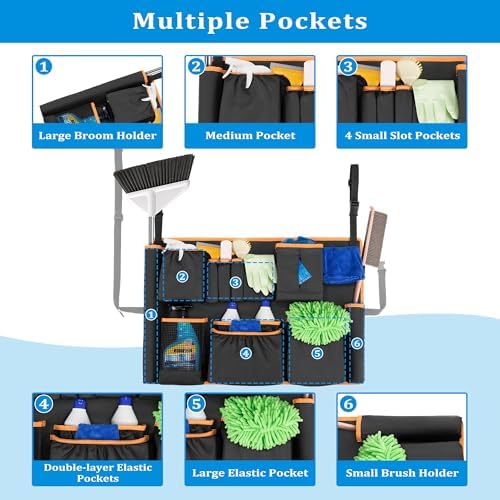 HODRANT Trash Can Caddy Bag with 13 Pockets Fit 32-55 Gallon Garbage Bin - Image 4