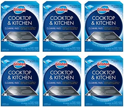 Glisten GC0608T Cooktop & Kitchen Cleaning, 8 Large/16 Small Pads Per Box, 6 Pack by Glisten