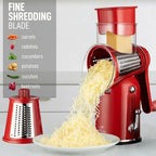 Zulay Kitchen Rotary Cheese Grater 5 Blade Cheese Shredder - Manual Hand Crank Cheese Grater With Reinforced Suction & 5 Interchangeable Drums - Easy to Use, Vegetable Chopper Round Mandoline Slicer - Image 6