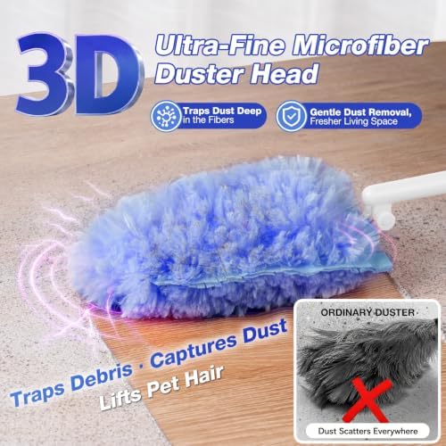 OskokClean Duster Refills Kit with 13" Handle, 10 Count, Blue - Image 3