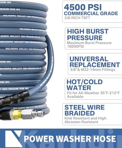 Pressure Washer Hose 75FT 3/8" ID Steel Wire Braided Swivel Quick Connector - Image 2