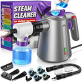 Handheld Steam Cleaner for Home, Pressurized Multi Purpose Steamer for Cleaning Upholstery Bed Furniture Couch Carpet Car with 14 Accessories & Safety Lock, Small Container for Grease by EALLOO
