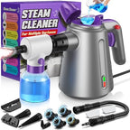 Handheld Steam Cleaner for Home, Pressurized Multi Purpose Steamer for Cleaning Upholstery Bed Furniture Couch Carpet Car with 14 Accessories & Safety Lock, Small Container for Grease by EALLOO