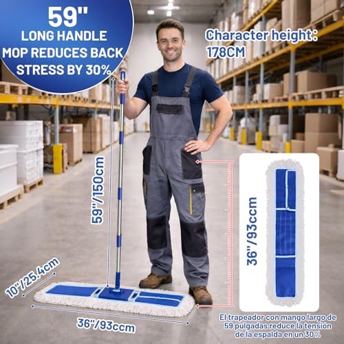 36" Commercial Dust Mop: Dust Broom for Hardwood Floors Cleaning - Image 2