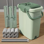 JOYMOOP Flat Mop System, Microfiber Mop and Bucket Set, Green, Household & Commercial Floor Cleaning Mop, Includes 2 Mops and 8 Large Microfiber Pads by JOYMOOP