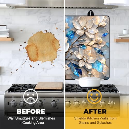 NYZE Stove Top Covers for Electric Stove for Kitchen (Blue Crystal Floral) - Image 5